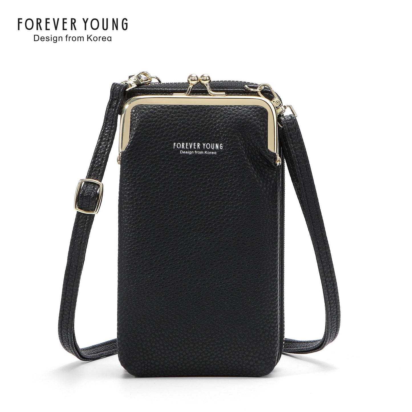 កាបូបទូរសព្ទដៃ Foreveryoung crossbody កាបូបនារីសាមញ្ញ និងទាន់សម័យ លំនាំ litchi កាបូបកាក់ទំហំធំ ពាណិជ្ជកម្មបរទេស 