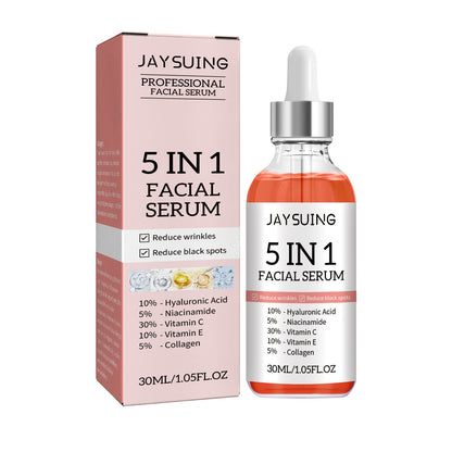 Jaysuing 5-in-1 facial essence ប្រឆាំងភាពជ្រីវជ្រួញ បង្រួមរន្ធញើស ផ្តល់សំណើម ចិញ្ចឹម និងធ្វើអោយស្បែកស្អាត 