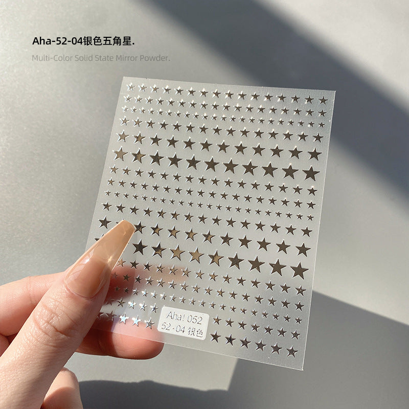 Aha dreamy big and small stars cute nail stickers crescent star Japanese gold and silver black and white nail stickers decorations