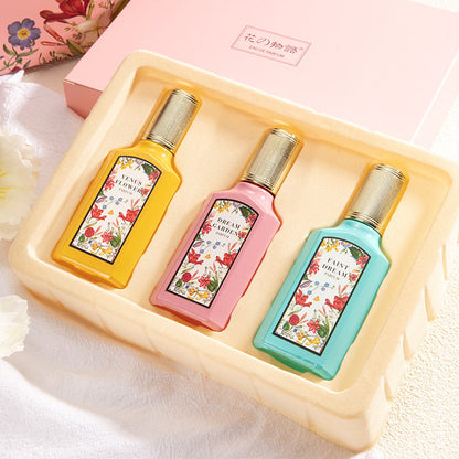 2023 new product Qimeng Zihua women's perfume set jasmine fragrance three-piece set student gift Thailand 