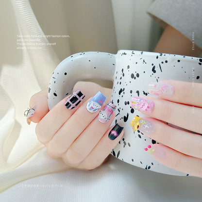 Nail art three-dimensional cute mini cartoon accessories Kuromi little yellow dog net red pink rabbit resin mixed accessories