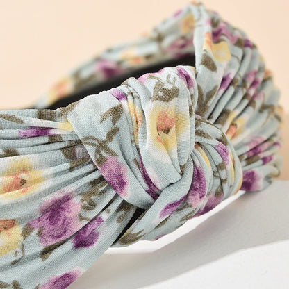 French headband for women Korean pastoral ethnic style knotted headband hairpin floral pleated fabric pressed hair headband hair cave