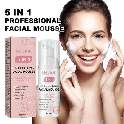 EELHOE 5-in-1 Cleansing Mousse សំអាតបានជ្រៅ ផ្តល់សំណើម សំណើម កំចាត់ជាតិខ្លាញ់ កាត់បន្ថយស្នាមមុន សំអាតយ៉ាងទន់ភ្លន់ 