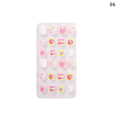 New children's nail tips 24 pieces cute children's nail tips butterfly love back adhesive wearable nail tips patch nail tips