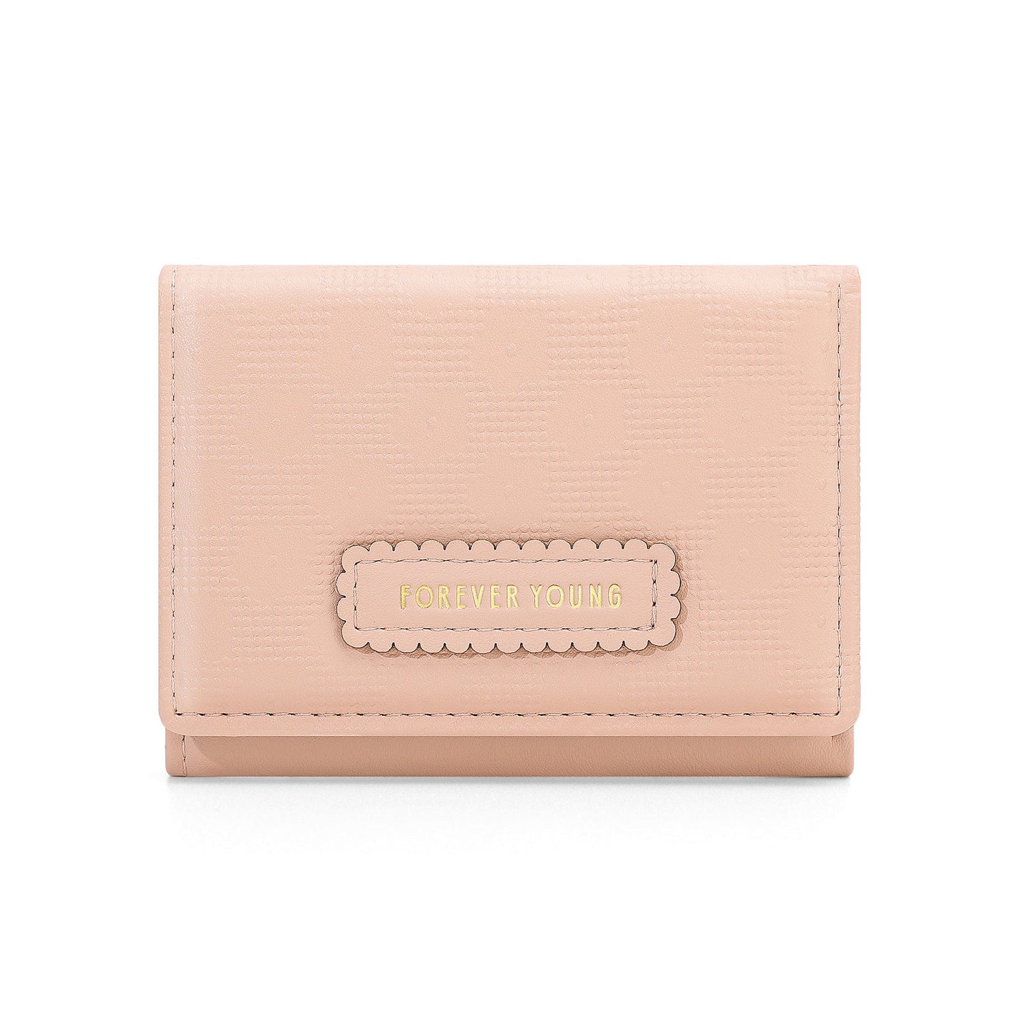 forever young cross-border wallet women's short three-fold multi-card slot pu card bag Korean version of the fashion coin purse 