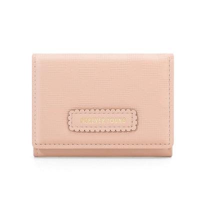 forever young cross-border wallet women's short three-fold multi-card slot pu card bag Korean version of the fashion coin purse 