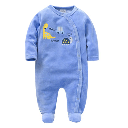 Baby clothes autumn boy baby Korean version long sleeve crawling clothes toddler 0-6 months velvet long crawling clothes manufacturers wholesale