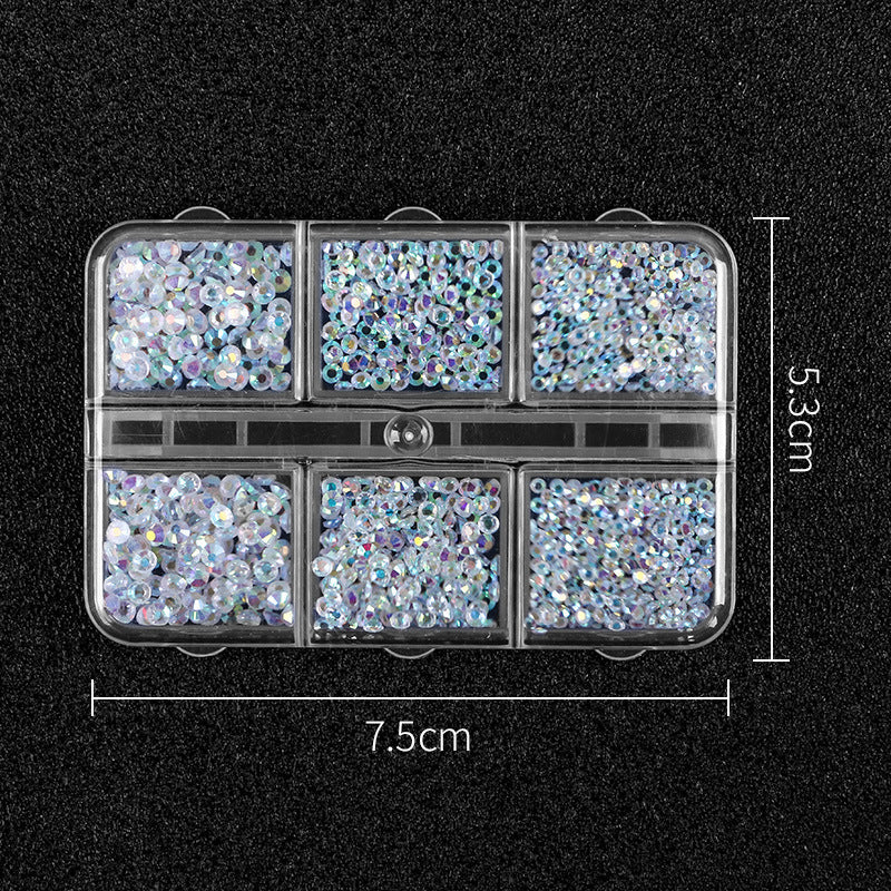 Rhinestone DIY Sticker Diamond Nail Art Accessories DIY Flat-bottomed Diamond Nail Internet Celebrity Diamond Steel Beads 6 Specifications Mixed Pack