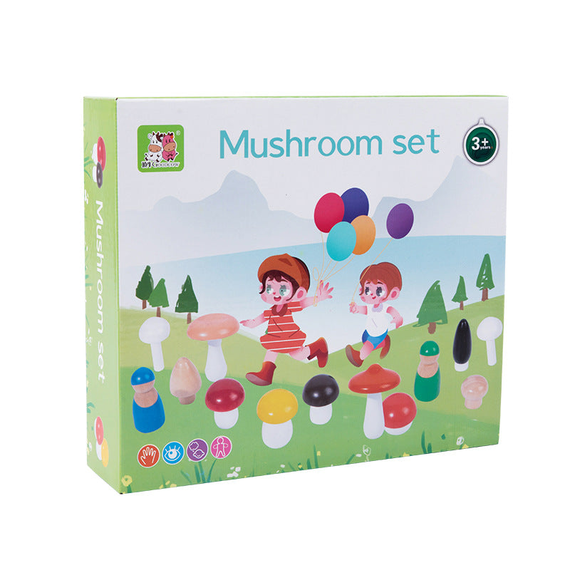 Cross-border children's wooden baby enlightenment early education cognitive color matching simulation forest mushroom picking educational toys