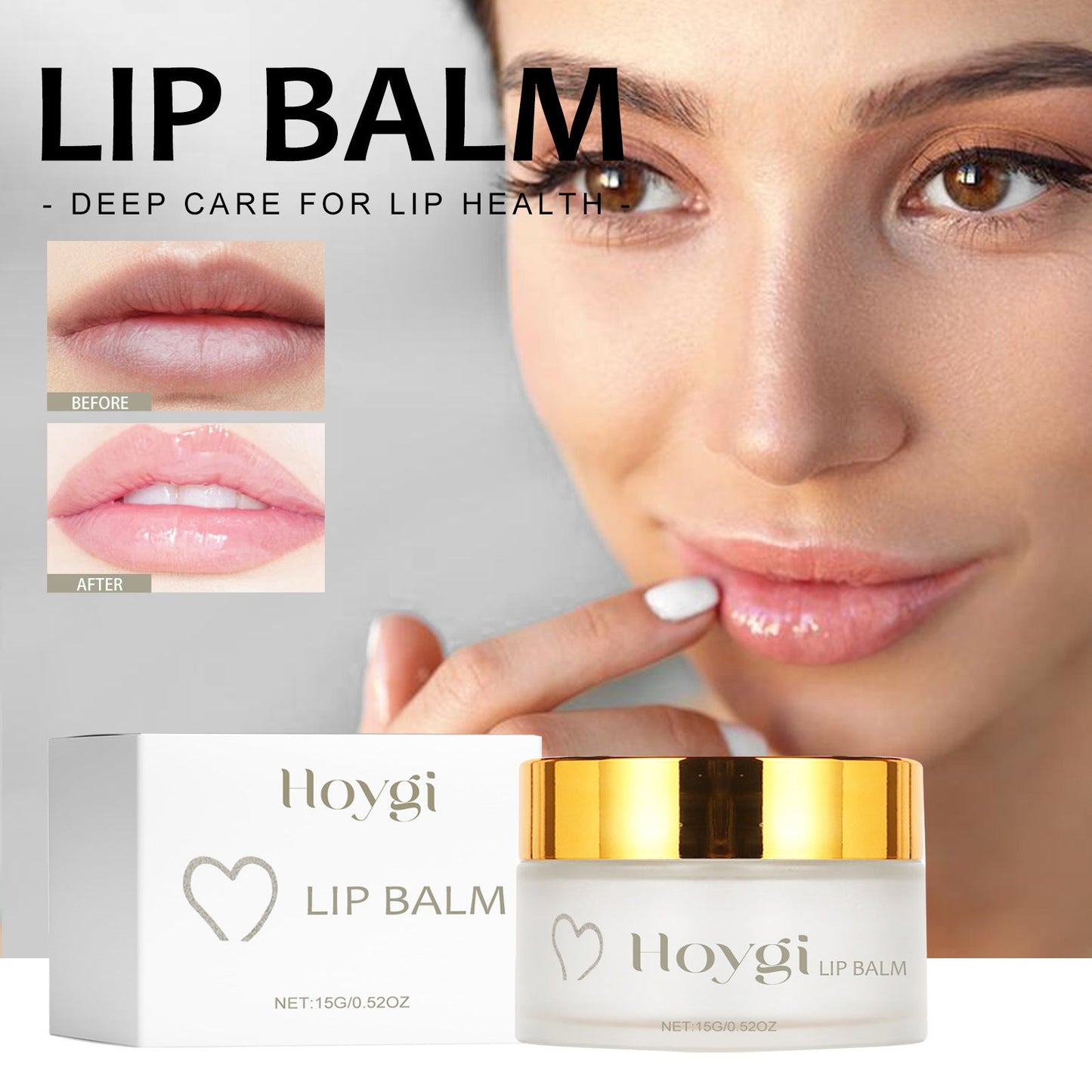 Hoygi Deep Care Lip Balm Lightens Lip Lines, Prevents Dryness and Cracks, Exfoliates, Hydrates, Plumps and Moisturizes Lips 