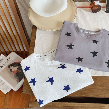 Children's T-shirt 2023 Bangcheng summer style boys and small children Korean version handsome star short T baby casual top F0162