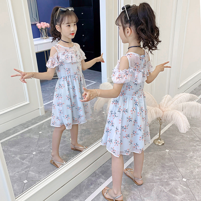 Girls summer dress 2024 new children's floral thin princess dress middle and large children Korean style western style dress