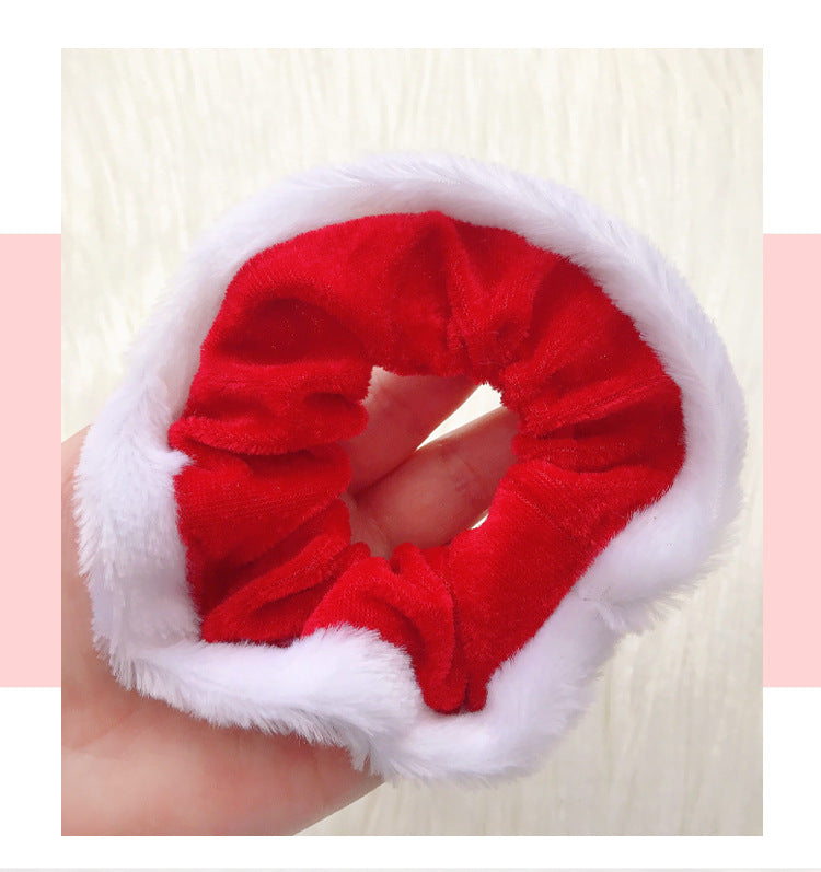 New cross-border Christmas pig intestine hairband headband for women European and American head flower knitted plaid Christmas small intestine hairband for women