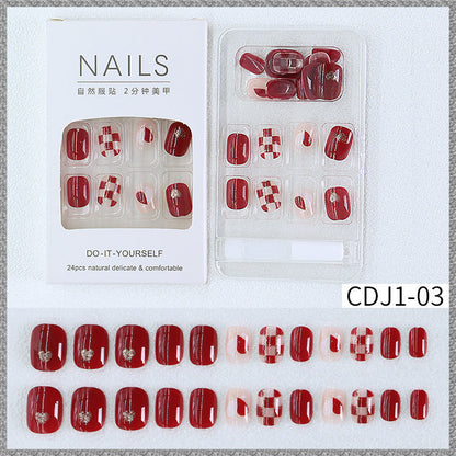 New hot sale wearable nail tips wholesale French simple ice transparent nail art finished product removable nail stickers thin