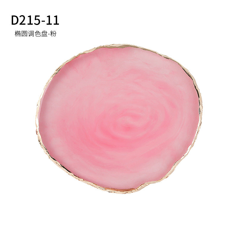 Cross-border hot-selling nail art agate palette gold-rimmed resin crystal agate painted palette nail piece display tool