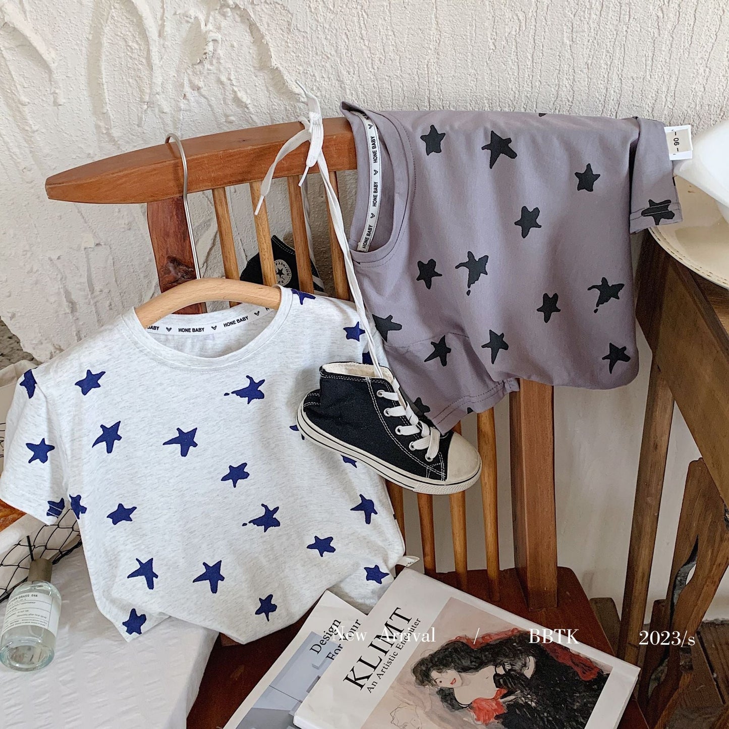 Children's T-shirt 2023 Bangcheng summer style boys and small children Korean version handsome star short T baby casual top F0162