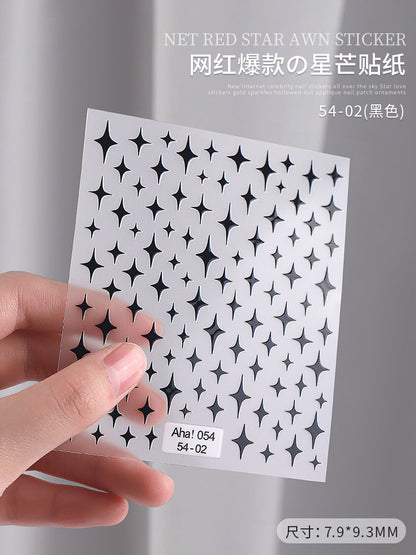 Cross-border network 3d nail art red star nail adhesive stickers gold star five-pointed star decoration crescent nail stickers