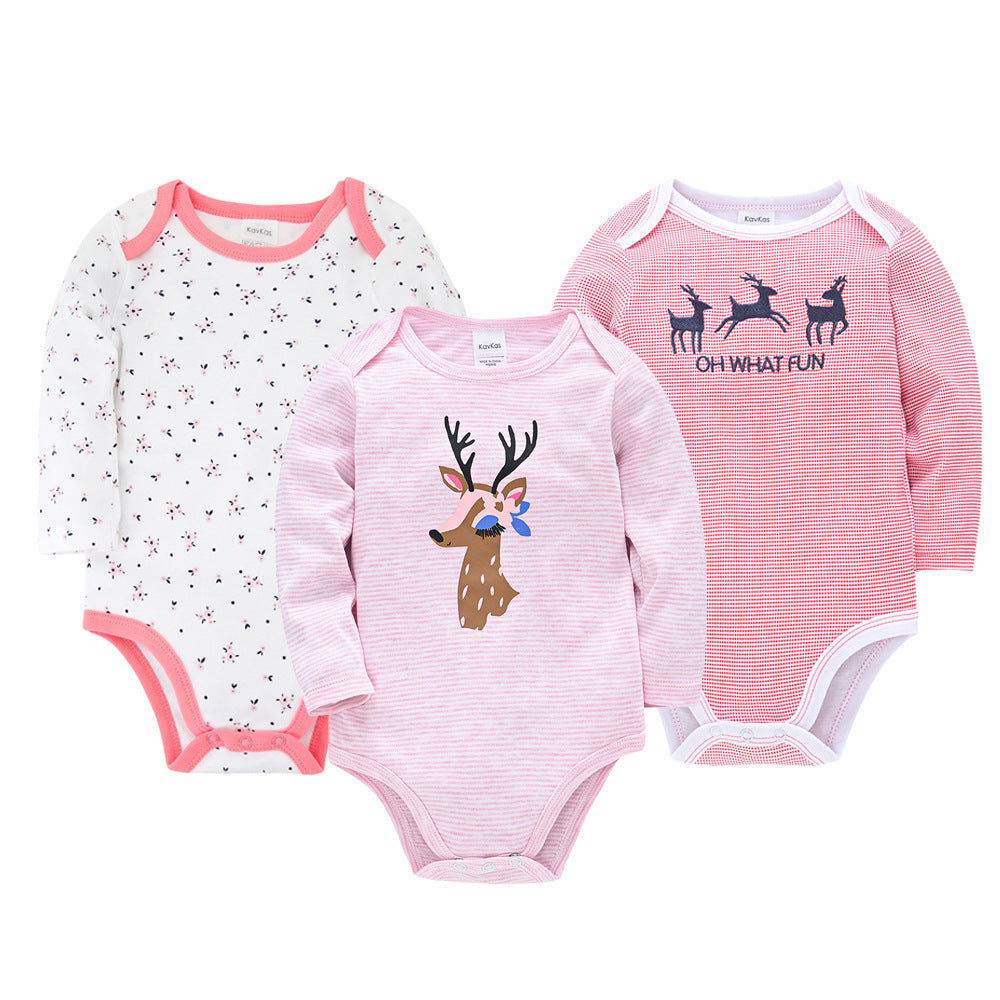 Newborn baby clothes 3-piece set Amazon long-sleeved European and American baby clothes for boys 0-2 years old baby pajamas cross-border