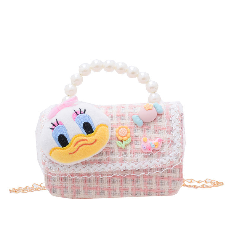 Cartoon cute children's handbag fashionable contrast color girl chain shoulder bag fashionable doll crossbody bag small square bag