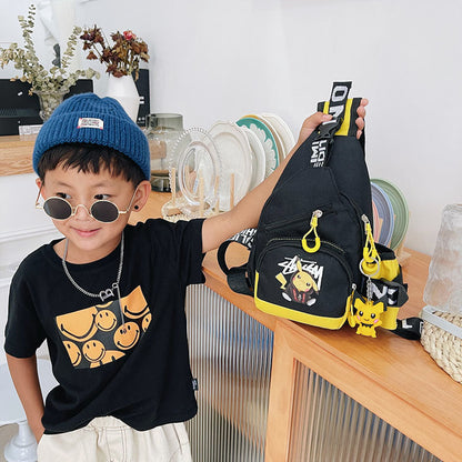 Fashion children's bags cartoon print children's chest bag Korean style cool outdoor sports leisure messenger bag wholesale 