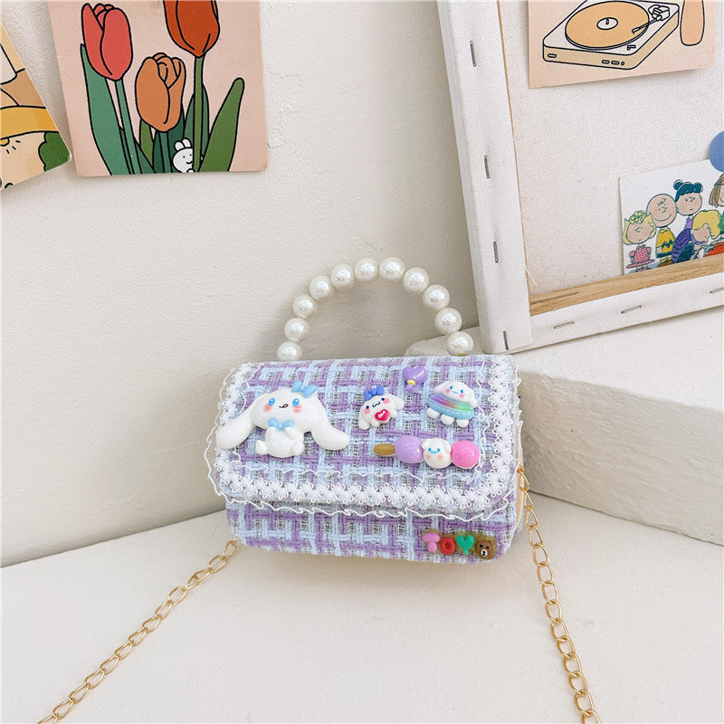 Fashion Pearl Handbag Children's Bag Simple Chain Girls Messenger Bag Beaded Mini Parent-child Shoulder Bag Wholesale 