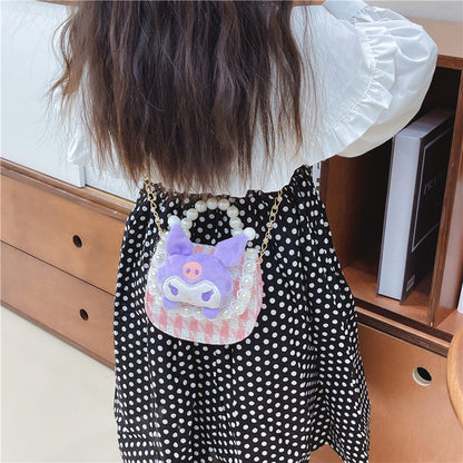 កាបូបកូនក្មេងថ្មី cute bow shoulder bag fashionable pearl handbag cartoon chain crossbody bag wholesale 