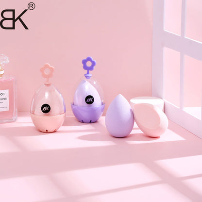 BK beauty makeup egg does not absorb powder. It can be used wet or dry. The makeup egg is super soft and will become a sponge egg when it comes into contact with water.