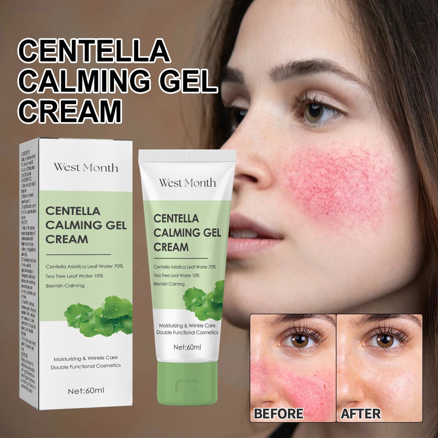 West&amp;Month Centella Asiatica Moisturizing Cream ធ្វើអោយស្បែកភ្លឺថ្លា បន្តឹងស្បែក ផ្តល់សំណើមដល់ស្បែក 