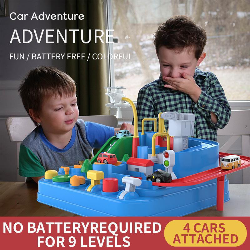 Cross-border Toschi car adventure with 4 manual children's track amusement park toys for parent-child interaction