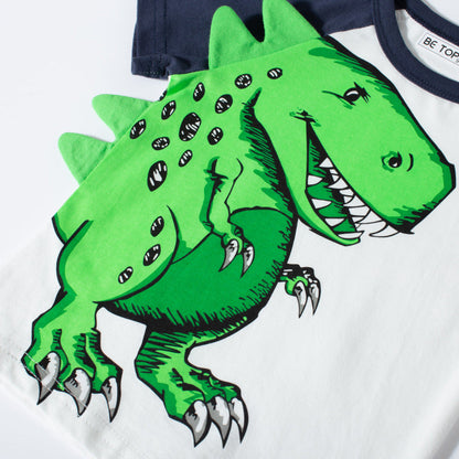 2024 New Children's Cartoon Dinosaur Pattern Sleeve Cotton Boys T-shirt Half Sleeve Sweatshirt Korean Version One Piece Delivery