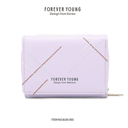 forever young wallet women's short PU high-end tri-fold coin purse cross-border multi-card slot bag 