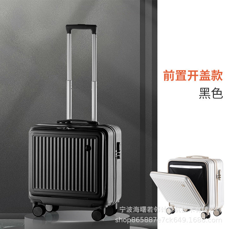 Small trolley case for boarding trolley case for women 18 inch lightweight multifunctional front opening suitcase for men 