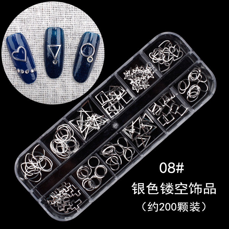 Nail accessories rhinestones flat bottom diamonds hollow rivet nail stickers diamond sequins colored diamonds flat bottom pearl shell pieces Japanese style