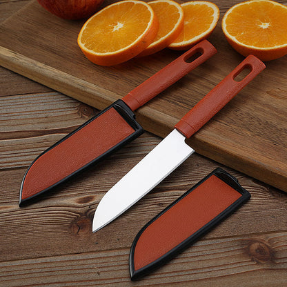 Wholesale Yangjiang small commodity one dollar store stainless steel fruit knife with protective cover Hezi knife yellow knife set spot