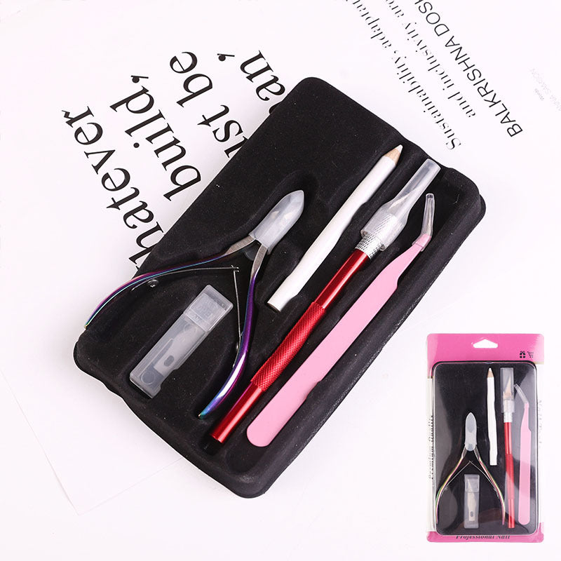 Manicure stainless steel nail scissors set dead skin scissors tweezers dot drill pen manicure tools manicure nail clippers pliers