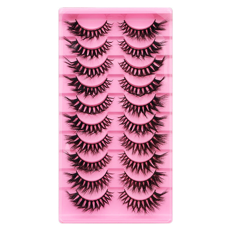 Dingsen cross-border false eyelashes factory 10 pairs of false eyelashes L natural thick curl