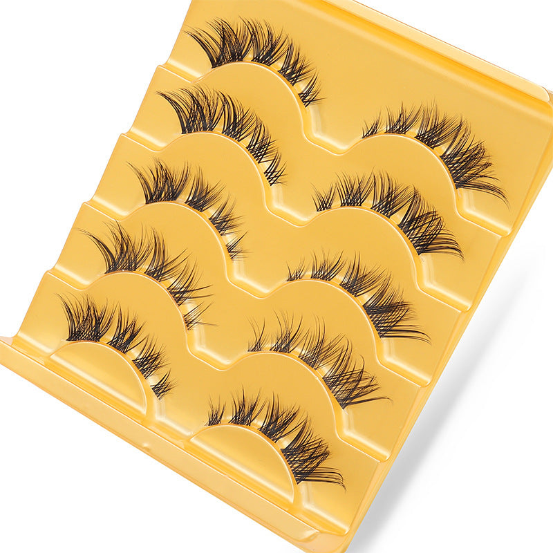 DINGSEN false eyelashes factory cross-border supply oblique flying fox eyelashes 5 pairs of segmented self-grafted eyelashes