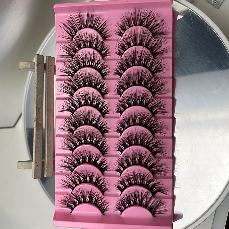 Dingsen cross-border false eyelashes factory 10 pairs of false eyelashes L natural thick curl