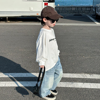 Children's shirts boys striped shirts spring and autumn clothes 2024 autumn new style little boy stylish casual trendy cool tops