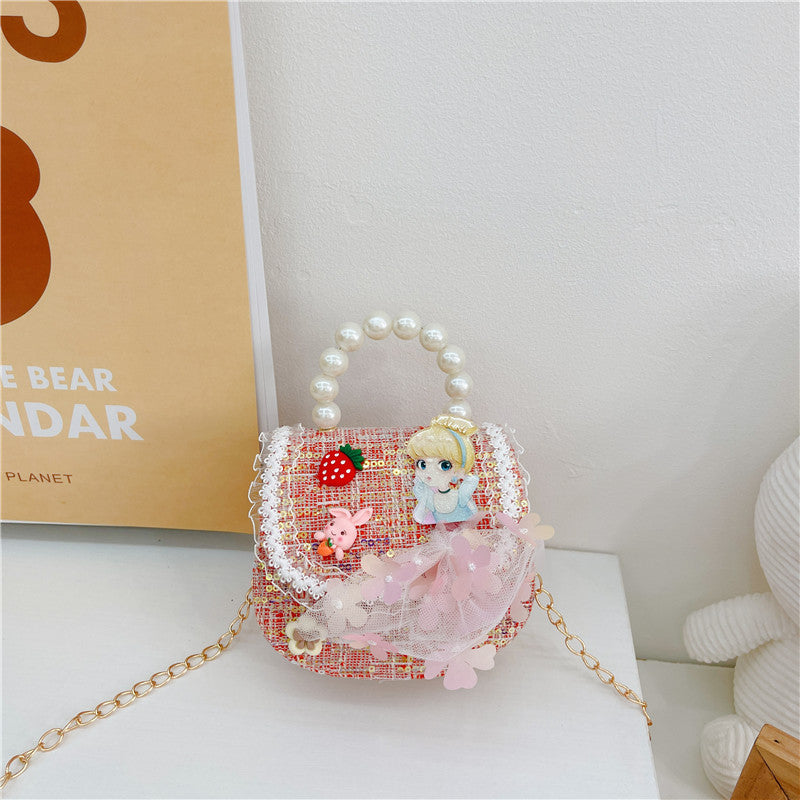 Fashion pearl handbag cute children's bag female trendy chain crossbody bag princess small fragrance style shoulder bag wholesale