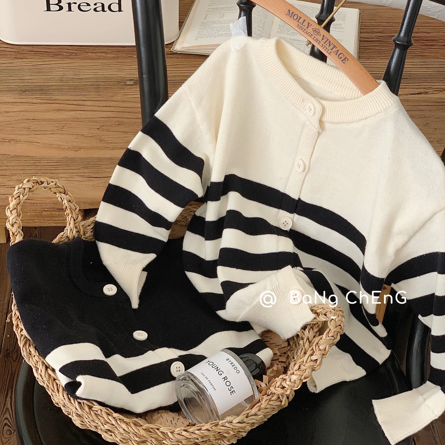 Children's jacket Bangcheng 2024 spring children's clothing new striped cardigan boys and girls pure cotton shirt MY0001