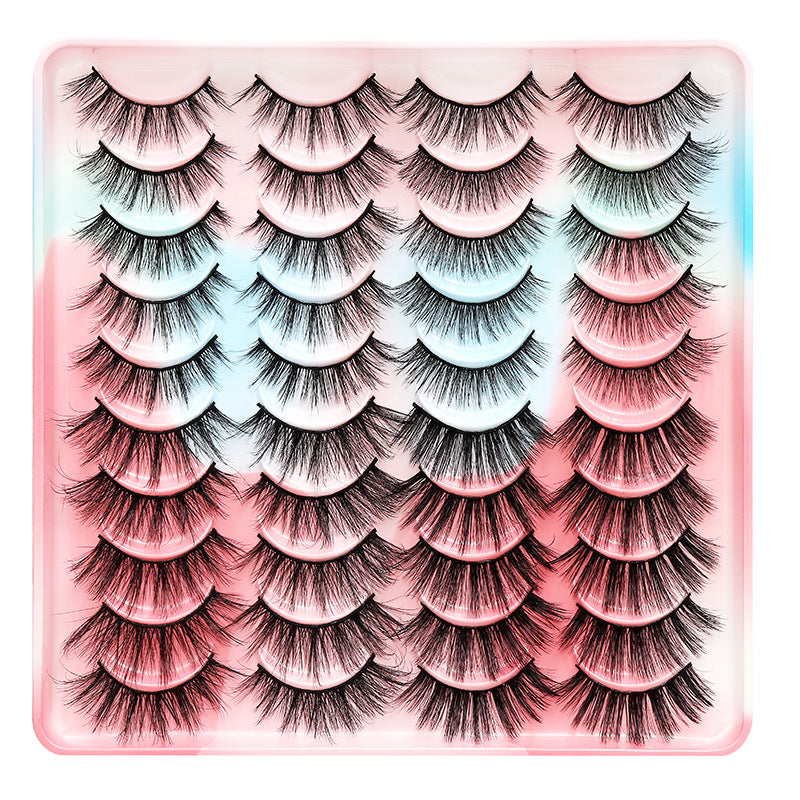 Dingsen false eyelashes factory cross-border stable supply 20 pairs of eyelashes set natural thick one-piece eyelashes