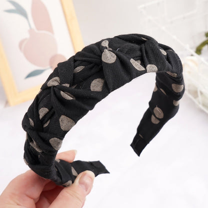 French headband for women Korean style simple small fresh five knot head buckle temperament fabric wide edge wave dot pressure headband hair cave