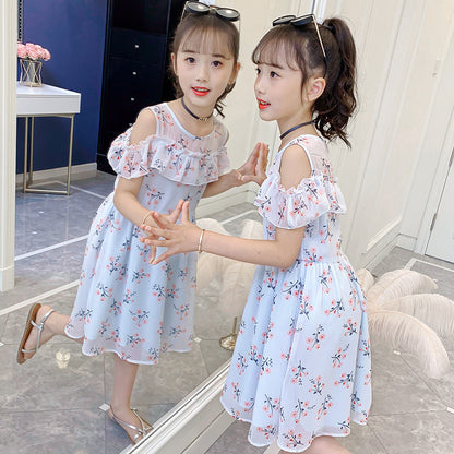 Girls summer dress 2024 new children's floral thin princess dress middle and large children Korean style western style dress