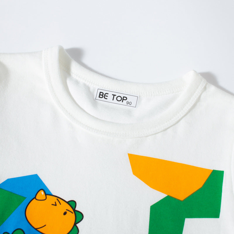 Children's clothing summer baby clothes dinosaur cartoon children's short-sleeved T-shirt baby clothes boy Korean version one piece