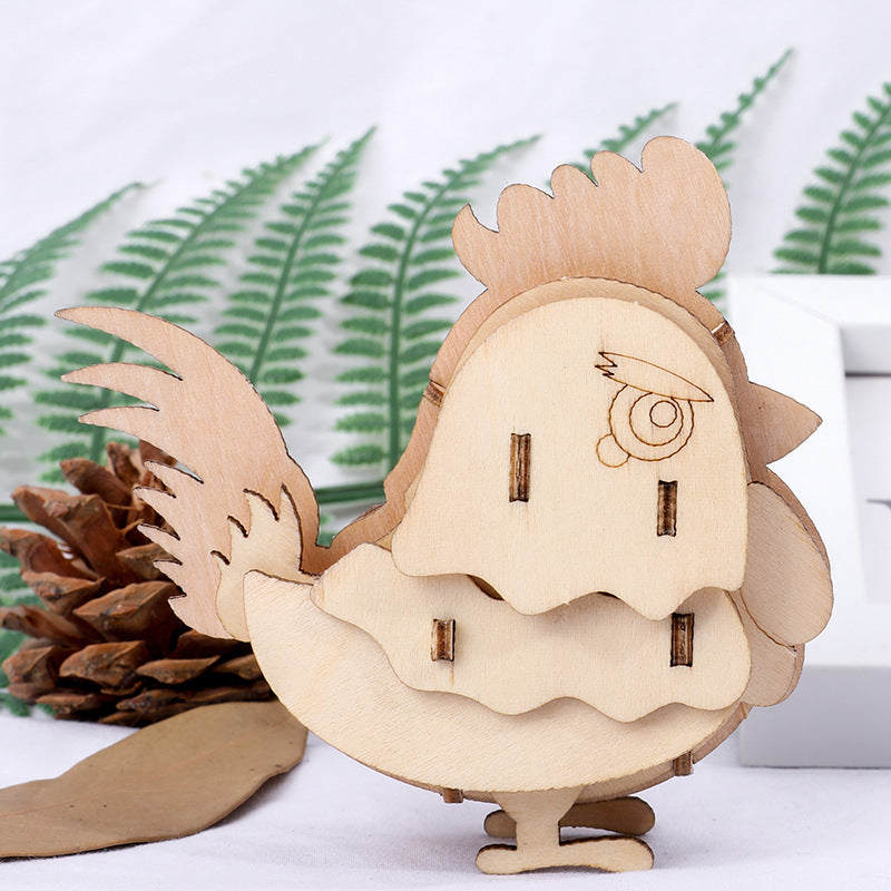 Children's wooden cartoon animal 3D puzzle baby early education 3D wooden puzzle educational toys