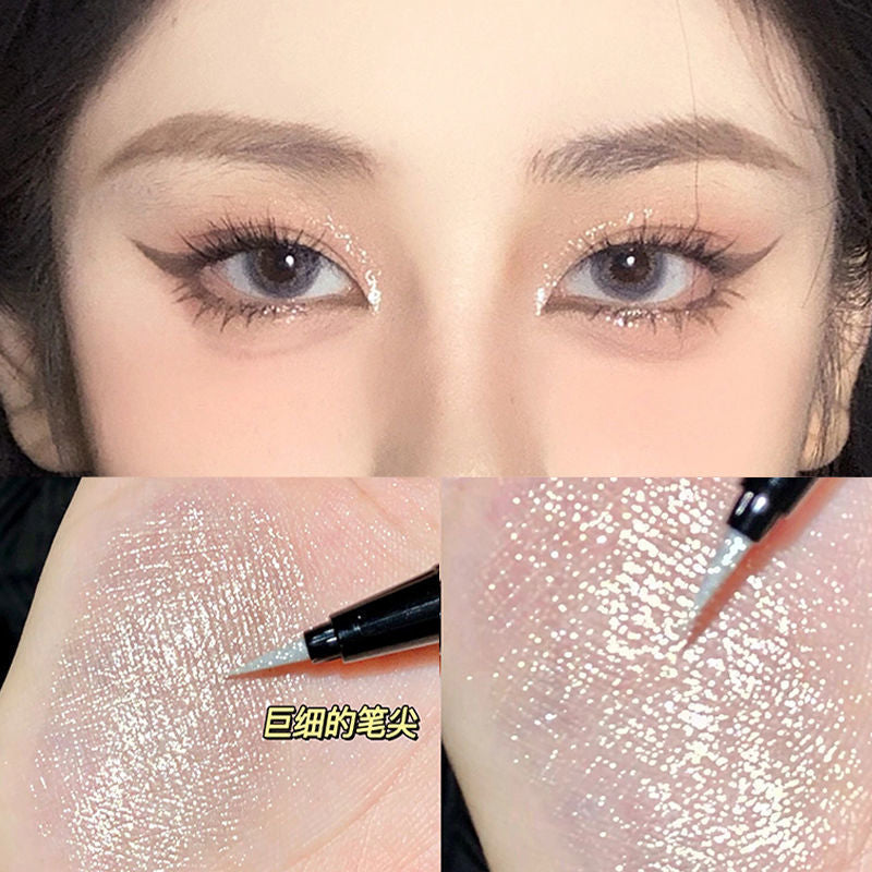 Internet celebrity diamond eyeliner pure pink litchi rose flash not easy to fade eye silkworm highlight student cut off cross-border