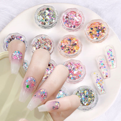 New nail art sequins cat eye fantasy color large sequins super flash all-match ultra-thin nail decoration mixed 6 colors set