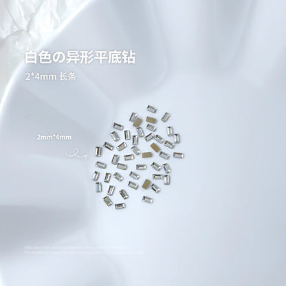 Nail jewelry flat bottom special shaped diamonds large and small mini water drop love square diamonds transparent diamonds white crystal wholesale