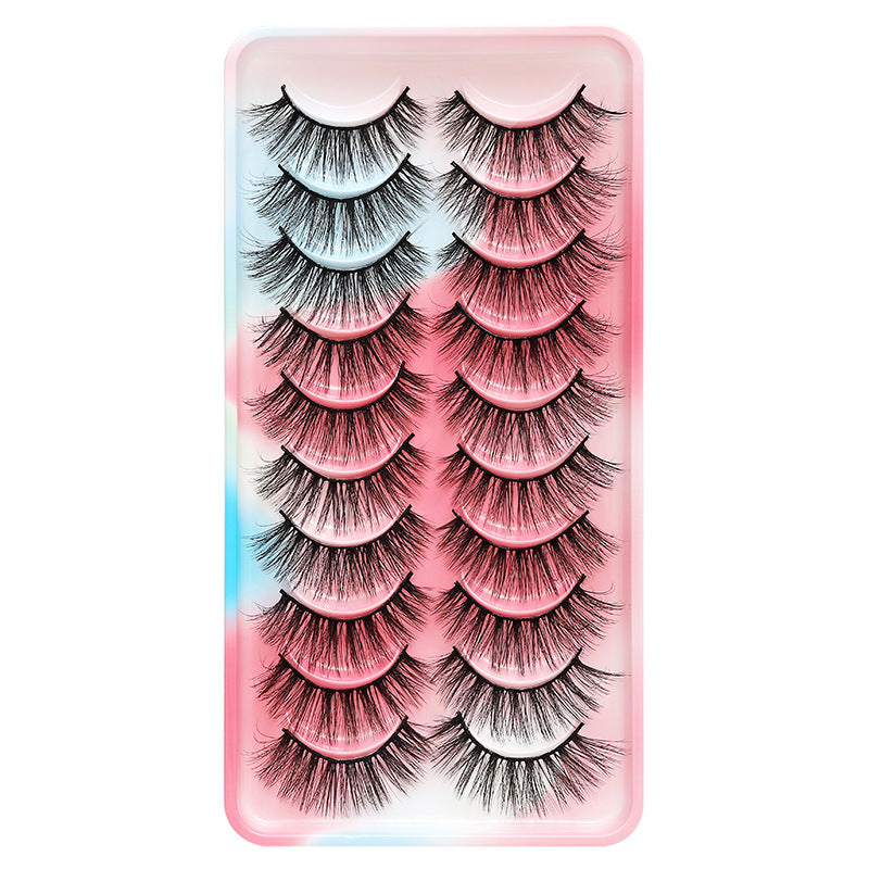 Dingsen false eyelashes factory European and American stable cross-border supply 10 pairs of natural curling thick eyelashes